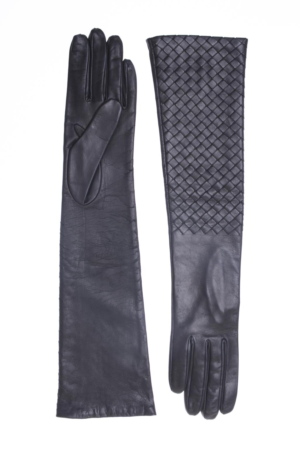 Bottega Veneta Long Leather Woven Gloves | Women's Accessories | Vitkac